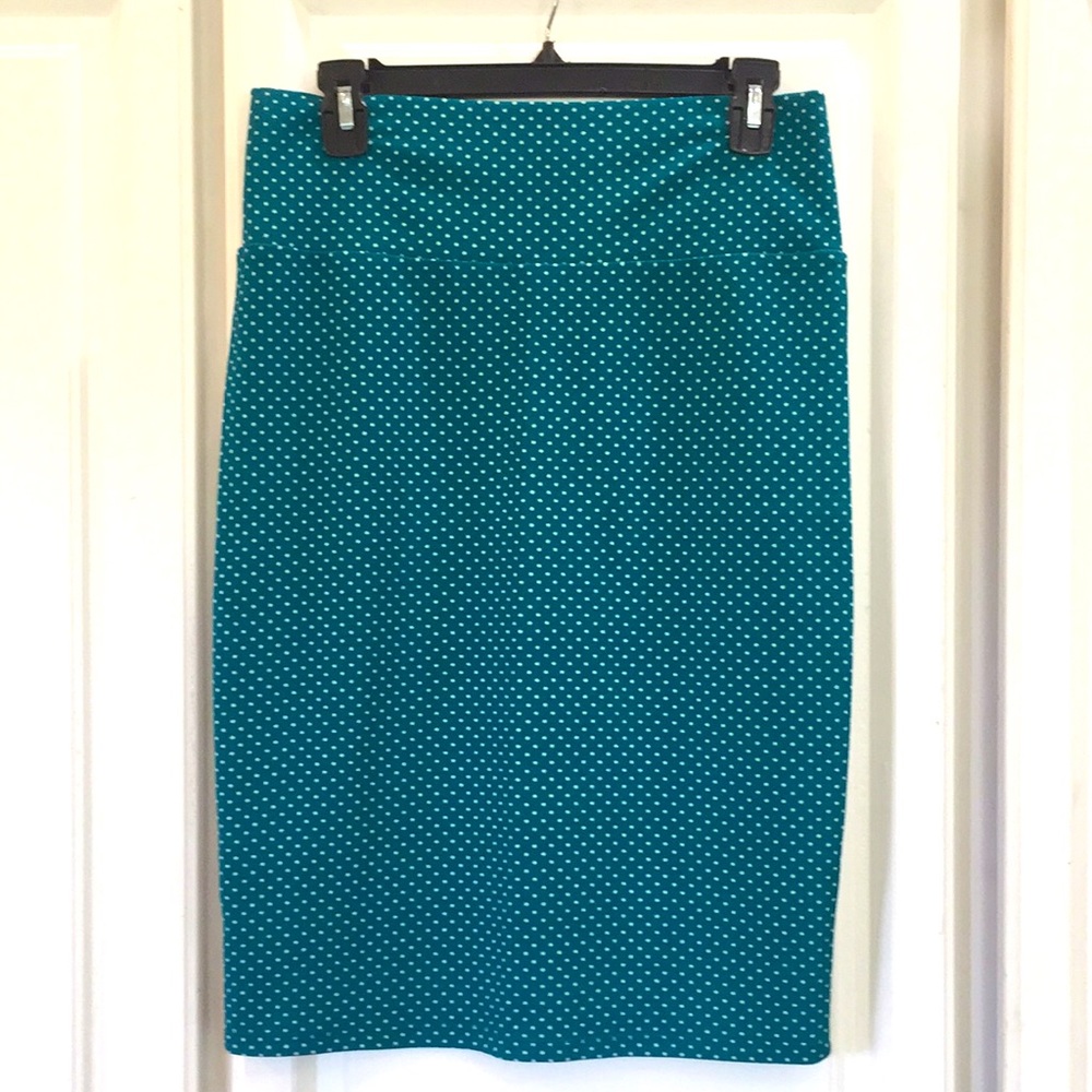 LuLaRoe Skirt. Size M. Teal & cream. Cassie Pencil